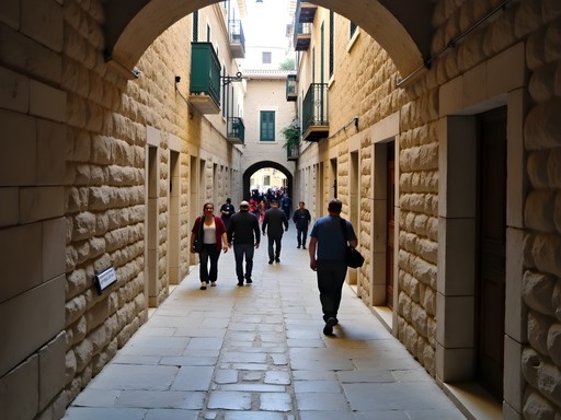 Narrow stone alleyways in Jerusalem's Old City with arched passageways