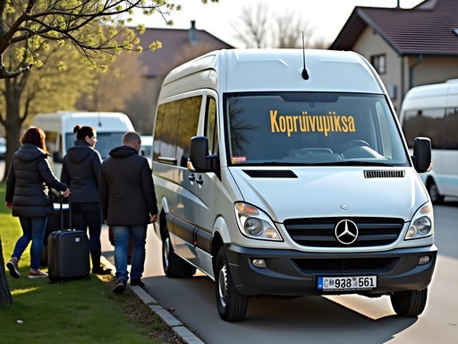 Bulgarian marshrutka (shared minivan taxi) loading passengers for Koprivshtitsa journey