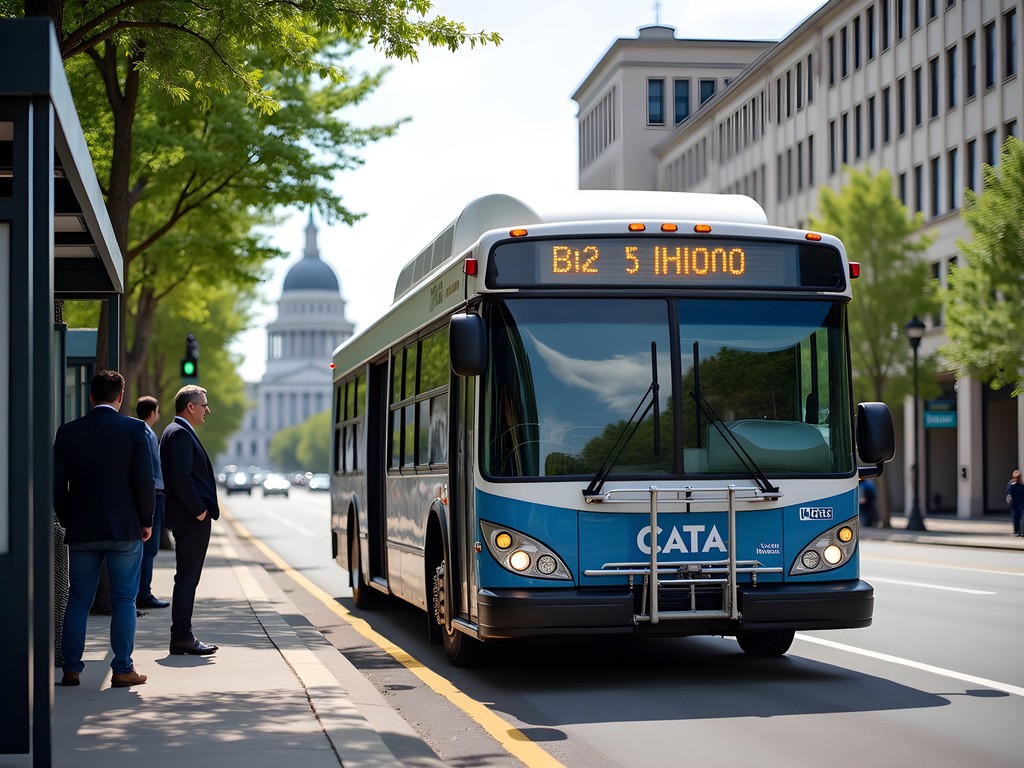 CATA bus stopping near the Michigan State Capitol building