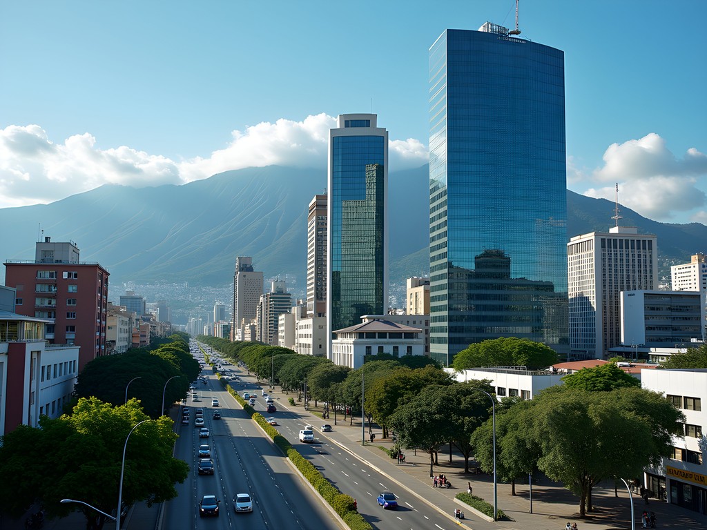 Business district of Caracas showing modern office buildings