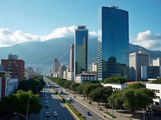 Business district of Caracas showing modern office buildings