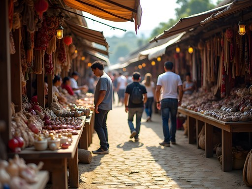 Traditional craft market in Caracas showing local artisans and handmade goods