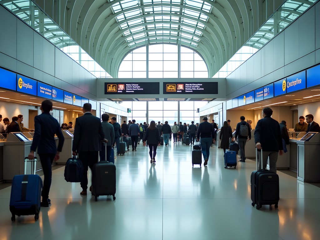Business traveler navigating London Heathrow Terminal 3