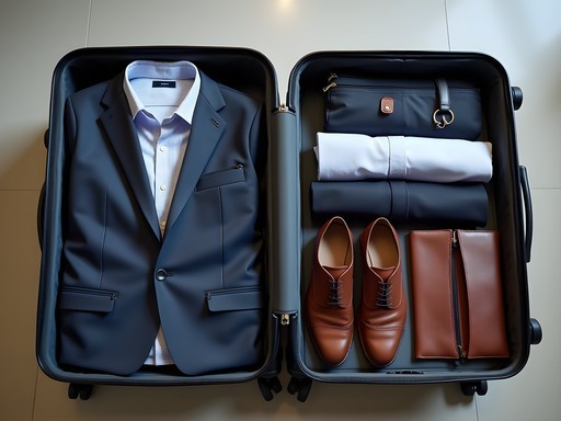Efficiently packed suitcase with business attire for Buenos Aires trip