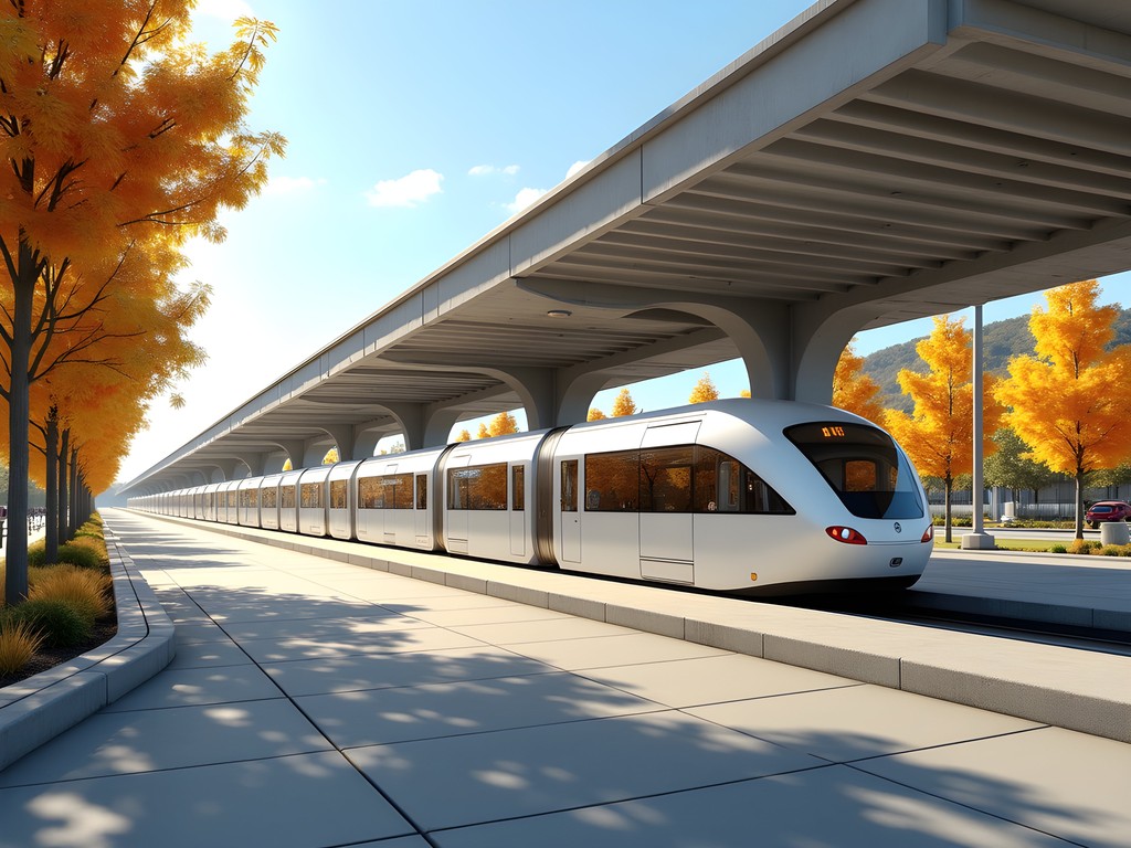 Morgantown PRT station exterior with arriving pod