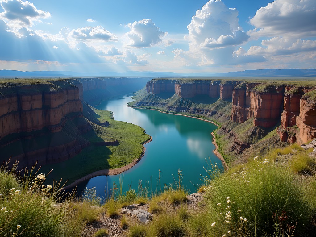 Panoramic view of Snake River Canyon with person looking out over landscape