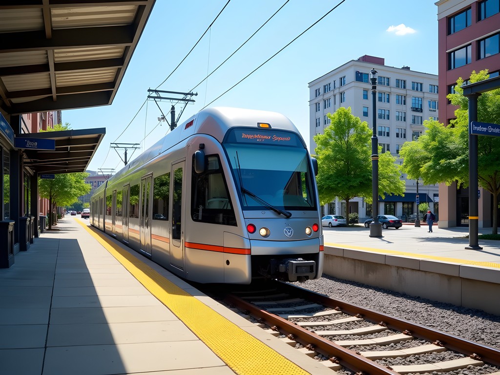 The Tide light rail train arriving at MacArthur Square station in downtown Norfolk