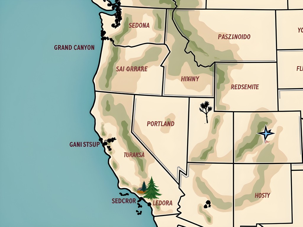 Illustrated map showing the Phoenix to Vancouver road trip route with key stops highlighted