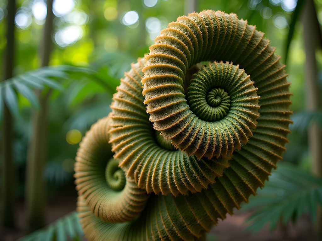 Ancient cycad plants showing spiral growth patterns in Modjadji Forest