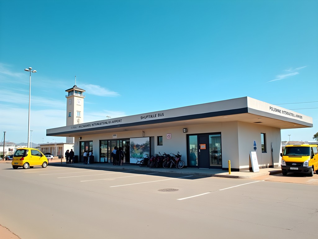 Polokwane International Airport arrival area with shuttle bus stop