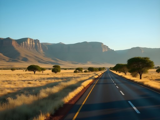 Scenic road through Limpopo province near Polokwane with distinctive mountains