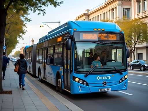 Porto Alegre's color-coded bus system with digital display showing routes