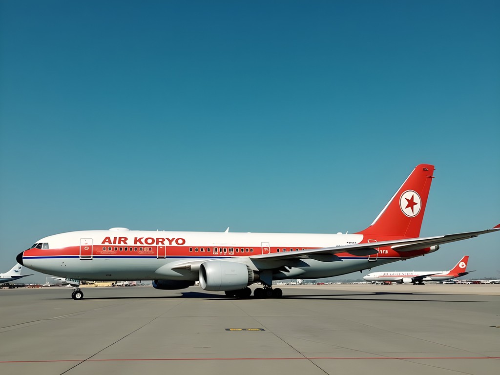 Air Koryo Tupolev aircraft on tarmac at Pyongyang International Airport