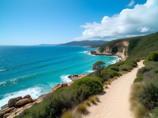 Man hiking along coastal trail in Noosa National Park with ocean views
