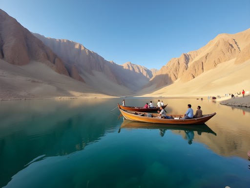 Scenic view of Hanna Lake near Quetta with traditional boat