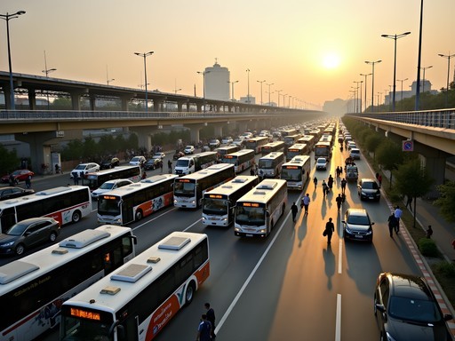 Busy Faizabad Interchange connecting multiple transportation systems between Rawalpindi and Islamabad