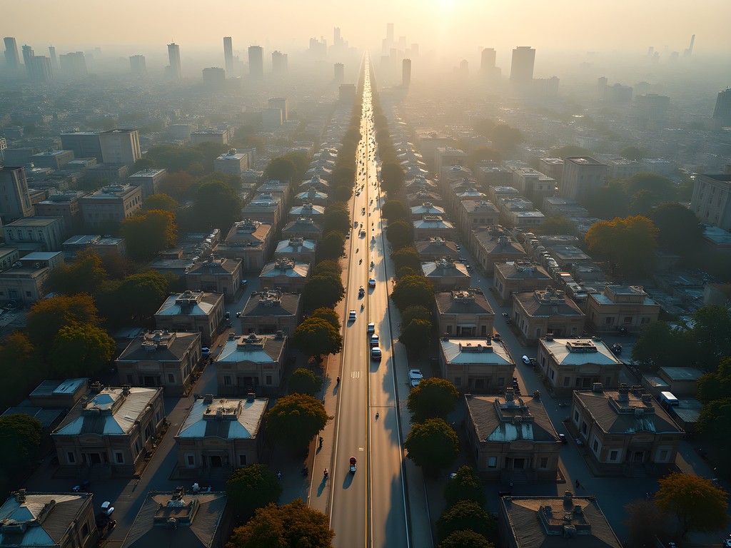 Aerial view showing the contrasting layouts of Rawalpindi and Islamabad