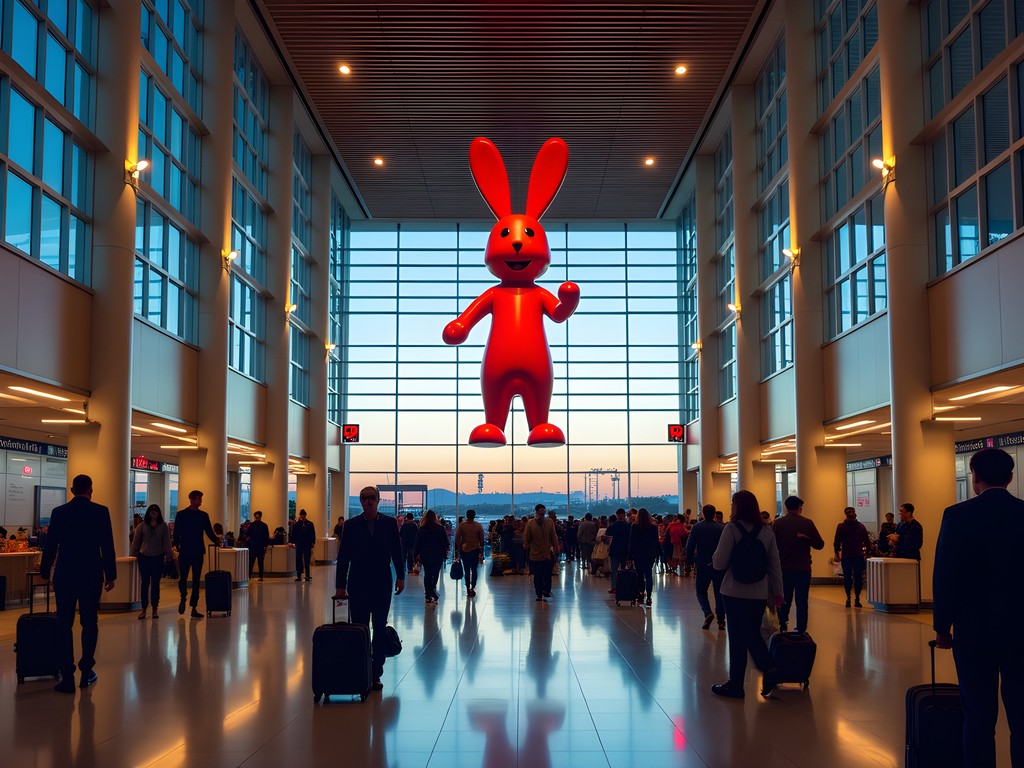 Sacramento International Airport terminal at dusk with transportation options visible