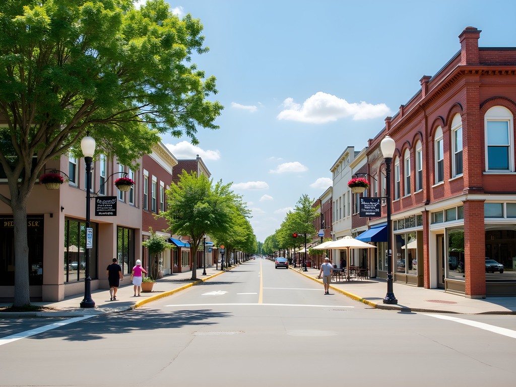 Scenic downtown Salina intersection with historic buildings and directional signs
