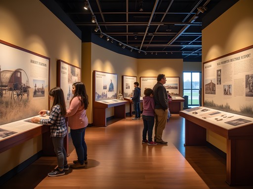 Interactive exhibit at Smoky Hill Museum with families engaged in learning