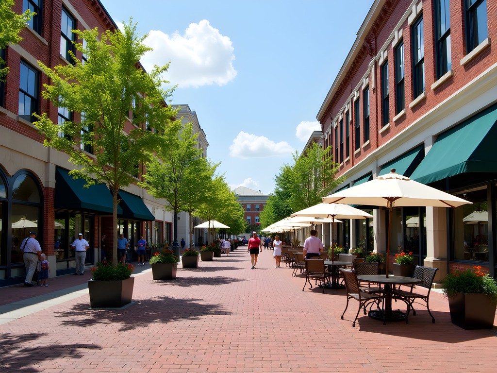 Pedestrian-friendly Plaza in downtown Salisbury with businesses and walkways