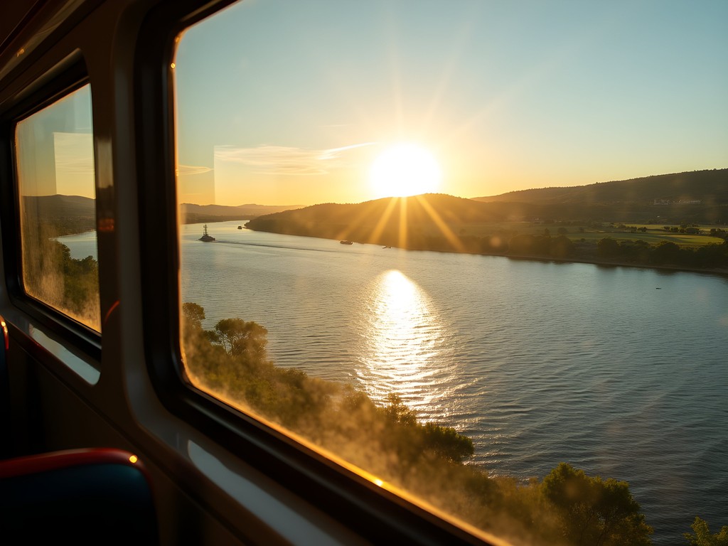 Scenic view of Uruguay River from bus window between Salto and Paysandú