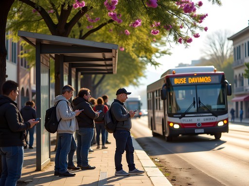 Locals waiting at a typical Tucumán bus stop during afternoon rush hour