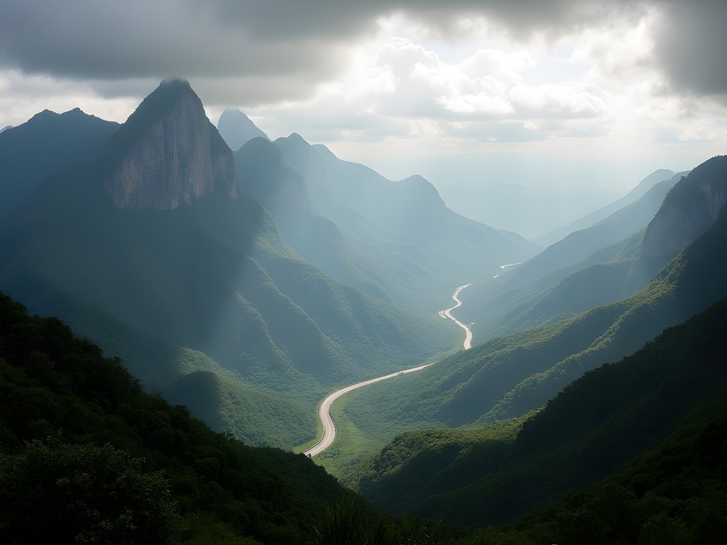 Panoramic view of Atlantic Forest from Serra do Mar mountain range between São Paulo and Rio