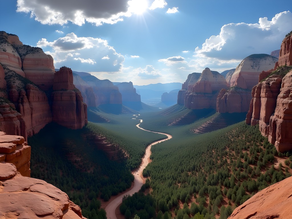 Panoramic view of Kolob Canyons section of Zion National Park with fewer tourists