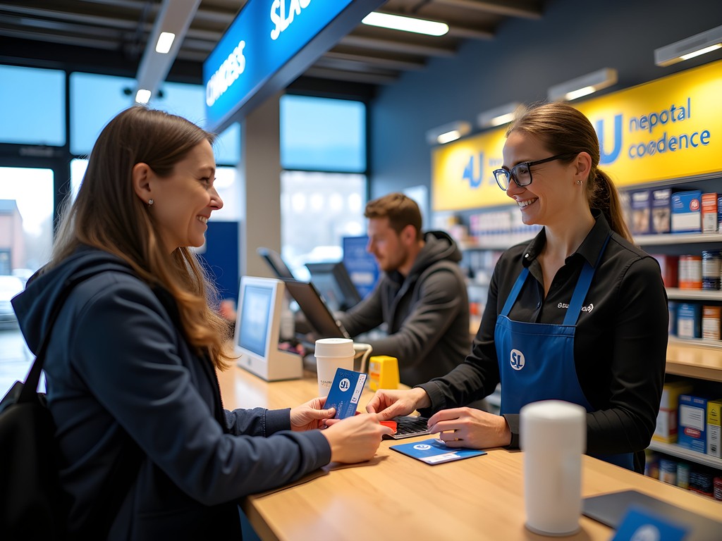 Family purchasing SL Access cards at Pressbyrån convenience store in Stockholm