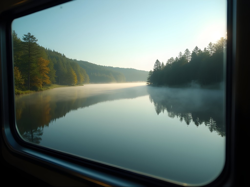 Scenic view of Lake Värmeln from Stockholm to Oslo train