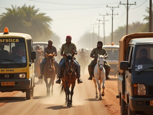 Busy transportation hub in Touba showing various safety considerations for travelers