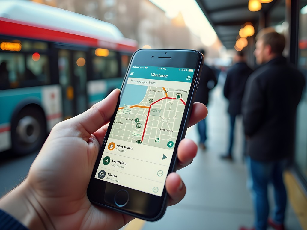 Person using Transit app to plan Vancouver public transportation routes on smartphone