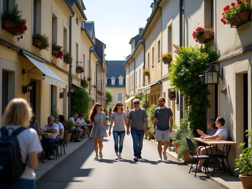 Walking tour group exploring hidden village of Sèvres between Paris and Versailles