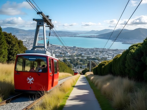 Wellington Cable Car with panoramic harbor view
