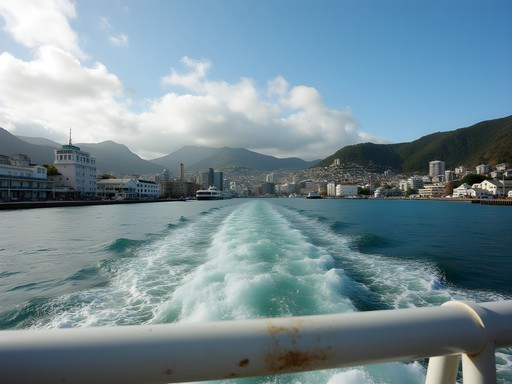 View of Wellington skyline from harbor ferry