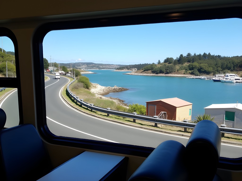 View from Number 2 bus route along Oriental Bay in Wellington