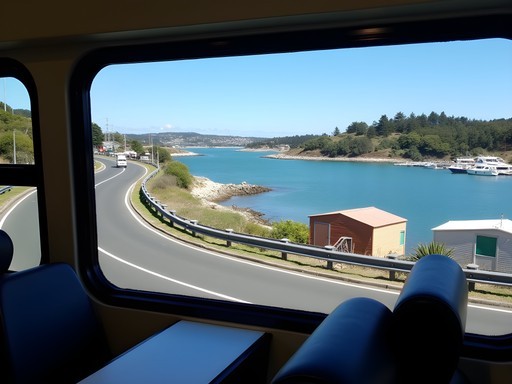 View from Number 2 bus route along Oriental Bay in Wellington