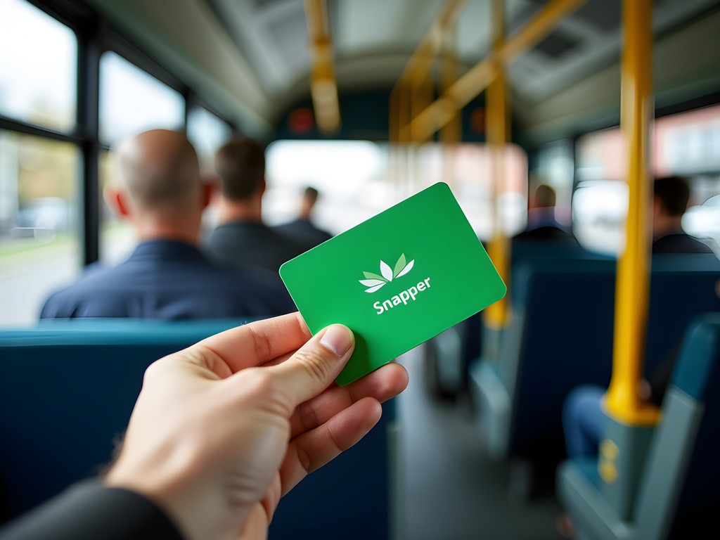 Person using Snapper card on Wellington public bus