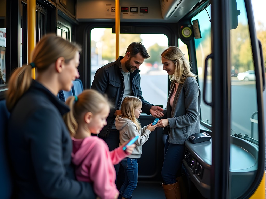 Family boarding Wellington bus using Snapper cards with driver assisting