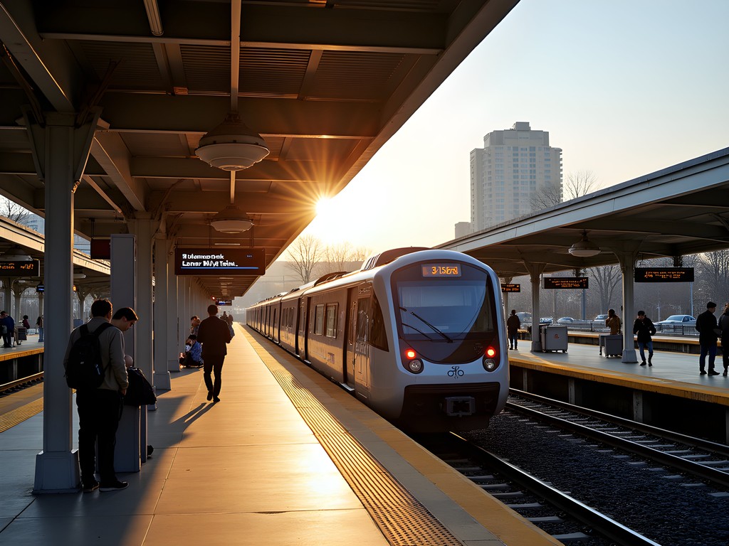 Busy Metropark Station with commuters boarding Northeast Corridor train