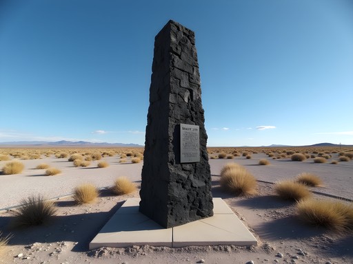 Trinity Site obelisk marking ground zero of first atomic bomb test