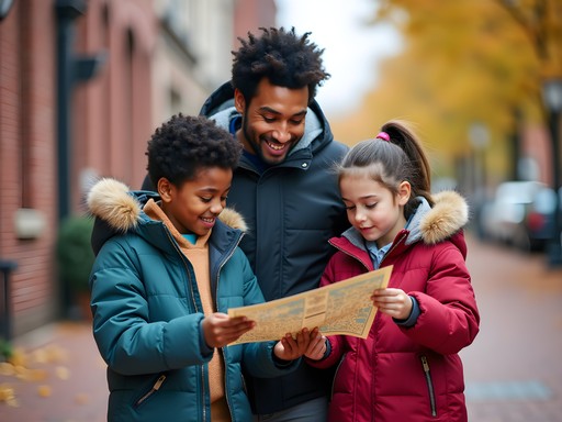 Family enjoying historical scavenger hunt in downtown Annapolis
