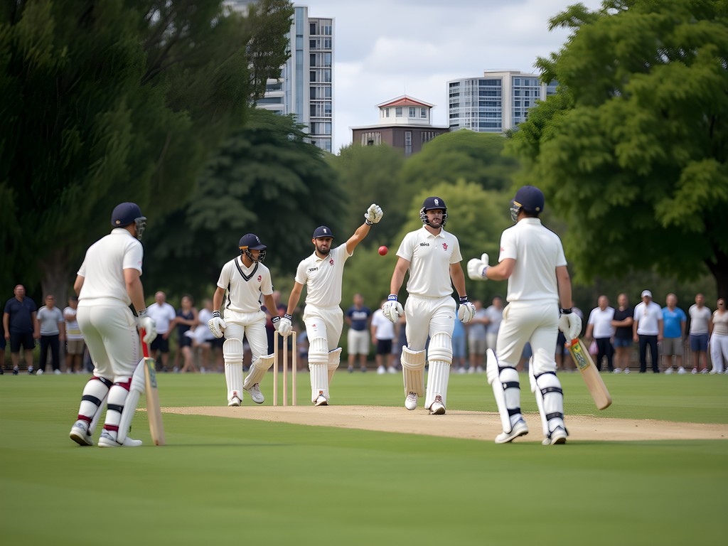 Weekend cricket match at Keith Hay Park in Mt. Roskill, Auckland