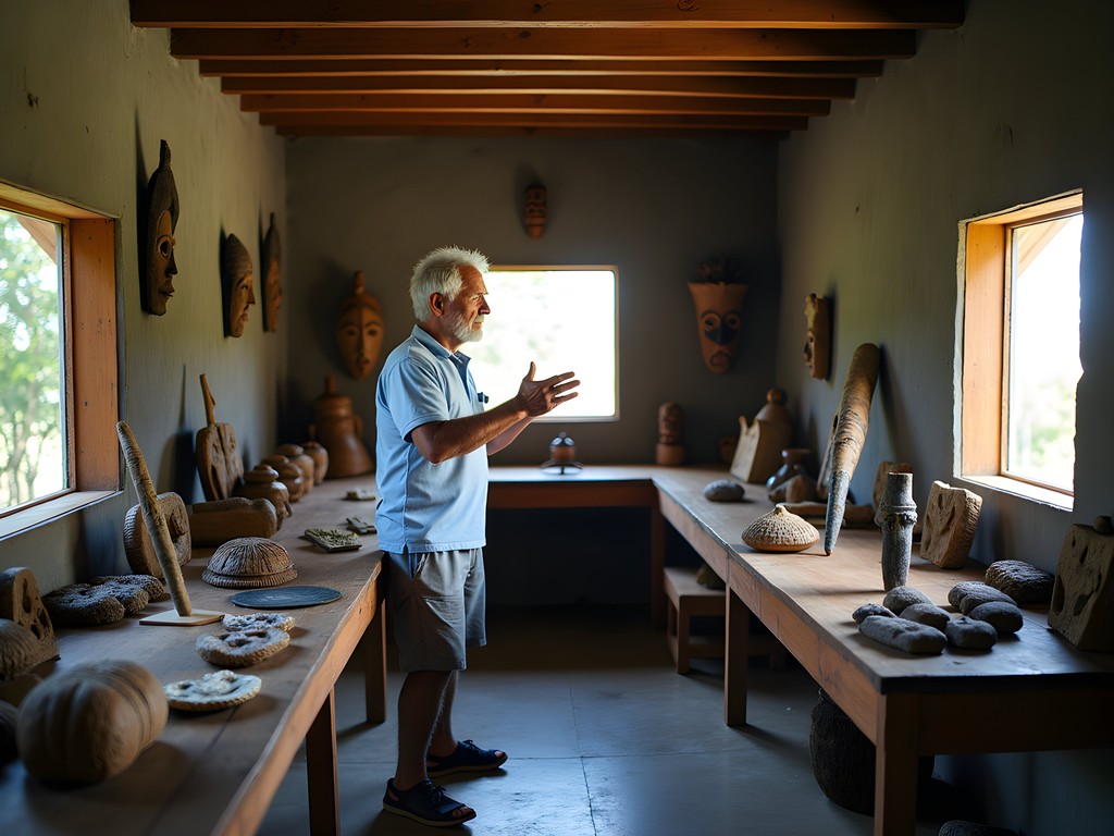 Traditional cultural artifacts displayed at the Kwaio Cultural Museum in Auki