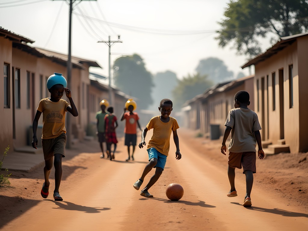 Daily life scene in Boyali district of Bangui showing local residents and street activities