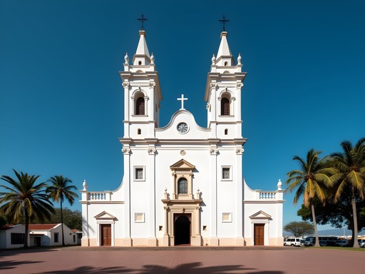 Cathedral of Bata with twin towers showcasing Spanish colonial architecture