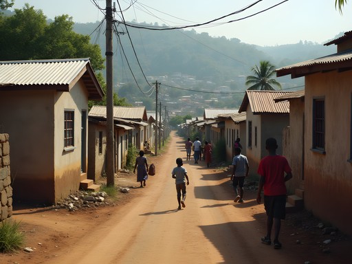 Authentic residential neighborhood in Bata showing local daily life and architecture