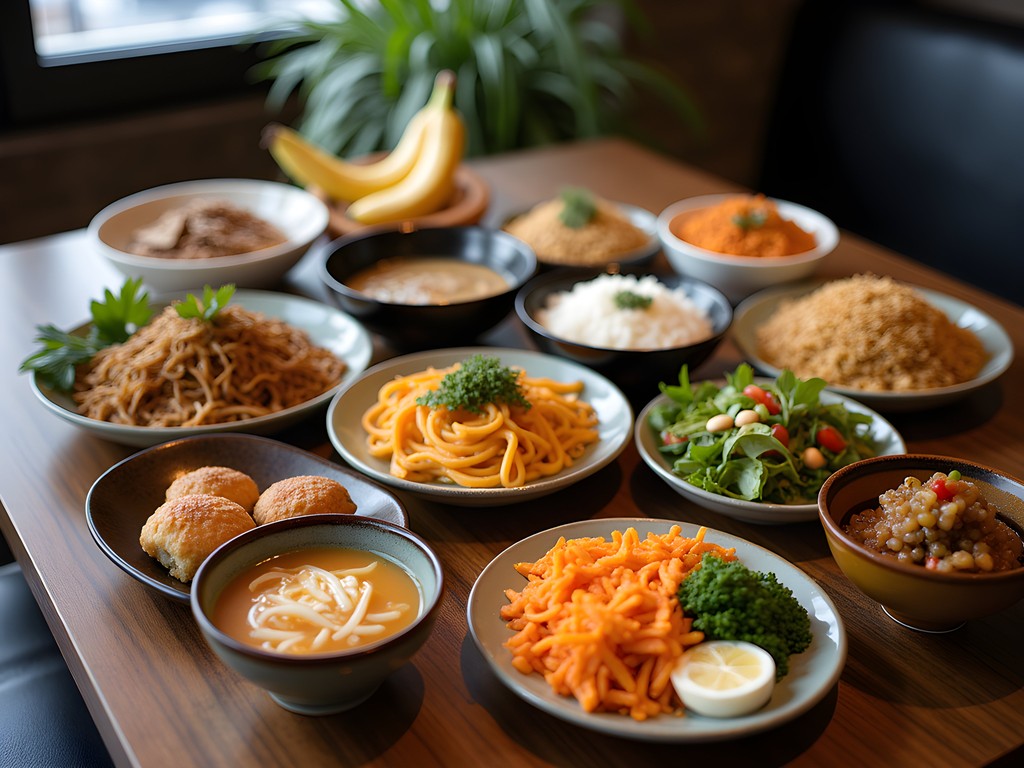 Colorful array of international dishes from Bear's diverse restaurants