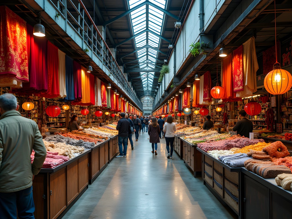 Colorful interior of Dong Xuan Center Vietnamese market in Lichtenberg, Berlin
